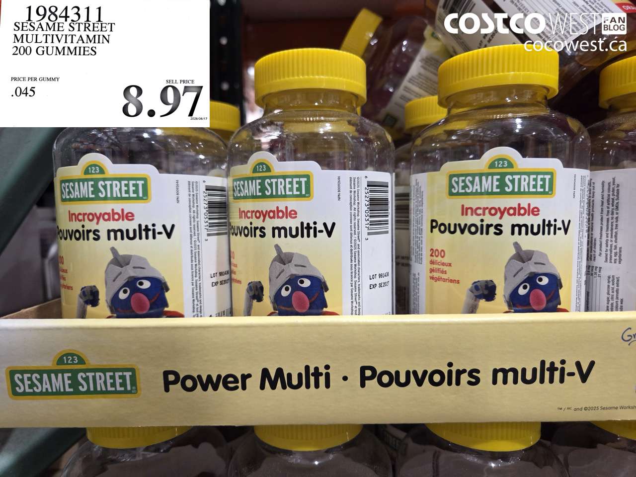 1984311 SESAME STREET MULTIVITAMIN 200 GUMMIES $8.97