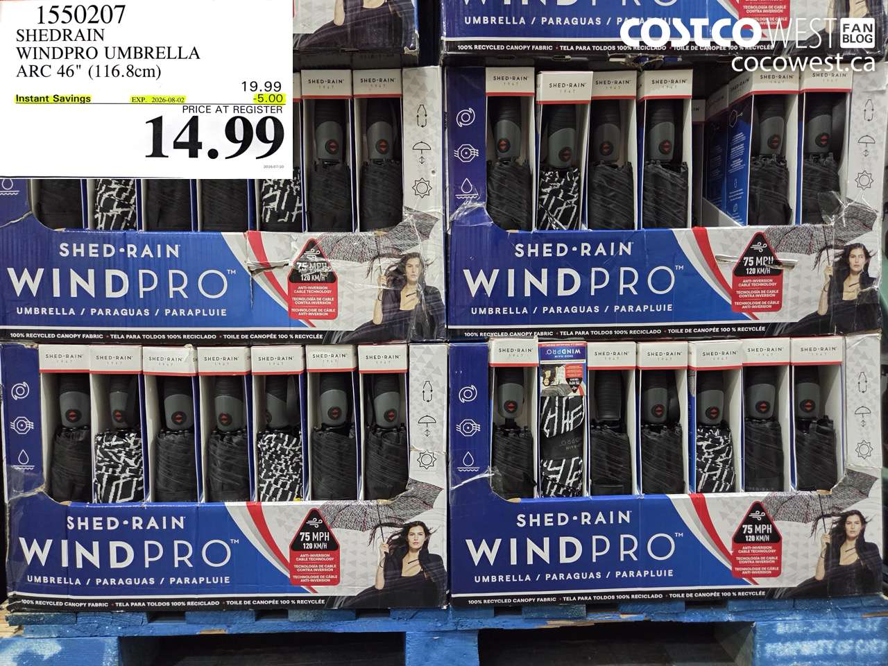 1550207 SHEDRAIN WINDPRO UMBRELLA ARC 46