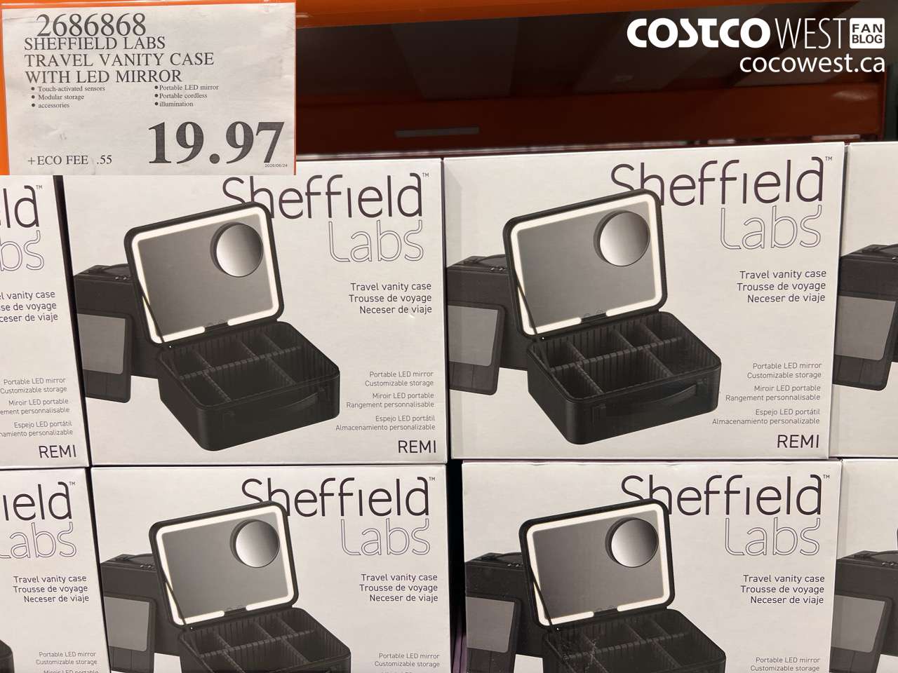 2686868 SHEFFIELD LABS TRAVEL VANITY CASE WITH LED MIRROR $19.97