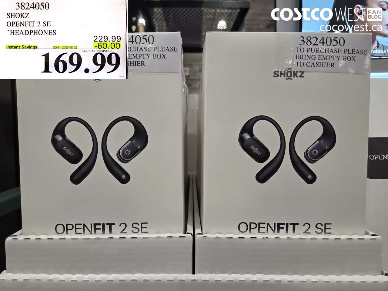 3824050 SHOKZ OPENFIT 2 SE HEADPHONES ($60.00 INSTANT SAVINGS EXPIRES ON 2026-08-02) $169.99