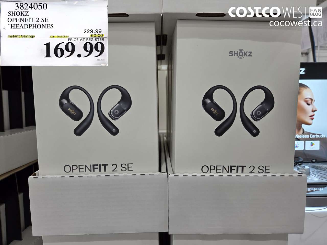 3824050 SHOKZ OPENFIT 2 SE HEADPHONES ($60.00 INSTANT SAVINGS EXPIRES ON 2026-08-02) $169.99