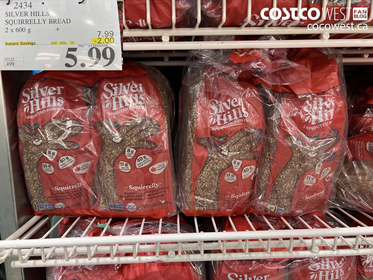 2434 SILVER HILLS SQUIRRELLY BREAD 2 X 600 G ($2.00 INSTANT SAVINGS EXPIRES ON 2026-07-05) $5.99