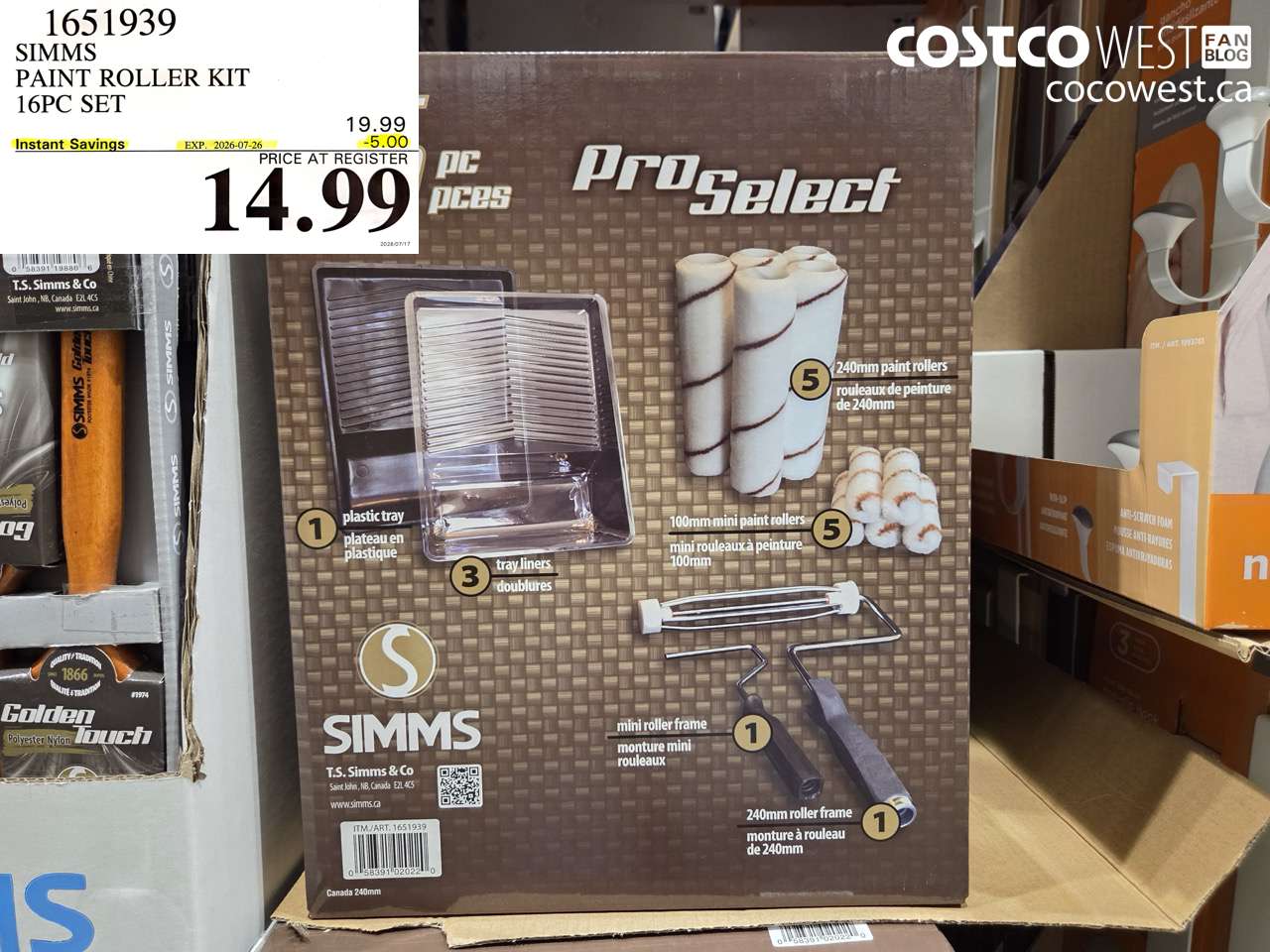 1651939 SIMMS PAINT ROLLER KIT 16PC SET ($5.00 INSTANT SAVINGS EXPIRES ON 2026-07-26) $14.99
