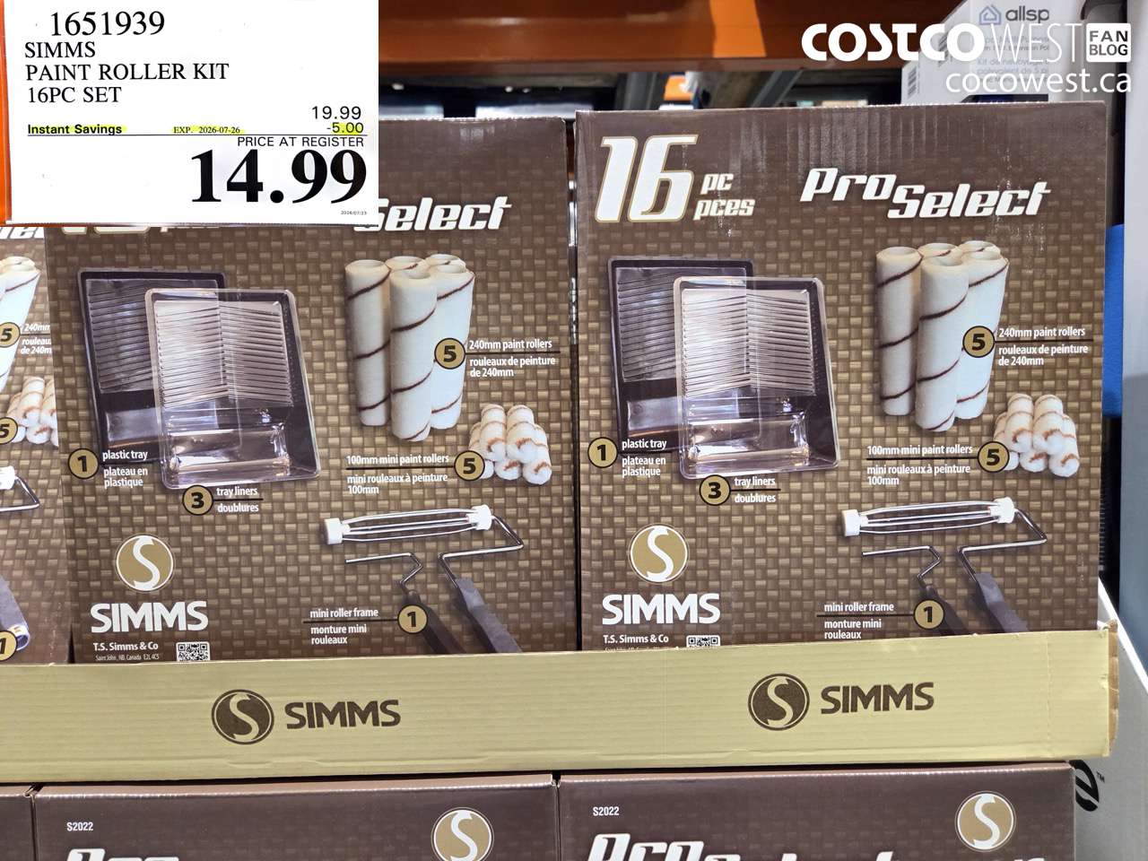 1651939 SIMMS PAINT ROLLER KIT 16PC SET ($5.00 INSTANT SAVINGS EXPIRES ON 2026-07-26) $14.99