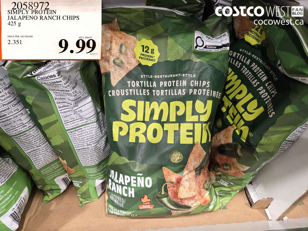 2058972 SIMPLY PROTEIN JALAPENO RANCH CHIPS 425 G $9.99