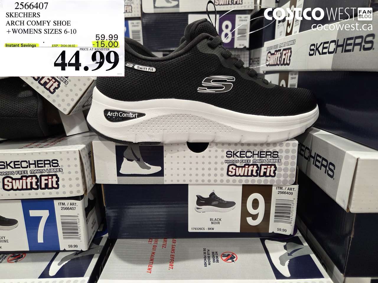 2566407 SKECHERS ARCH COMFY SHOE WOMENS SIZES 6-10 ($15.00 INSTANT SAVINGS EXPIRES ON 2026-08-02) $44.99