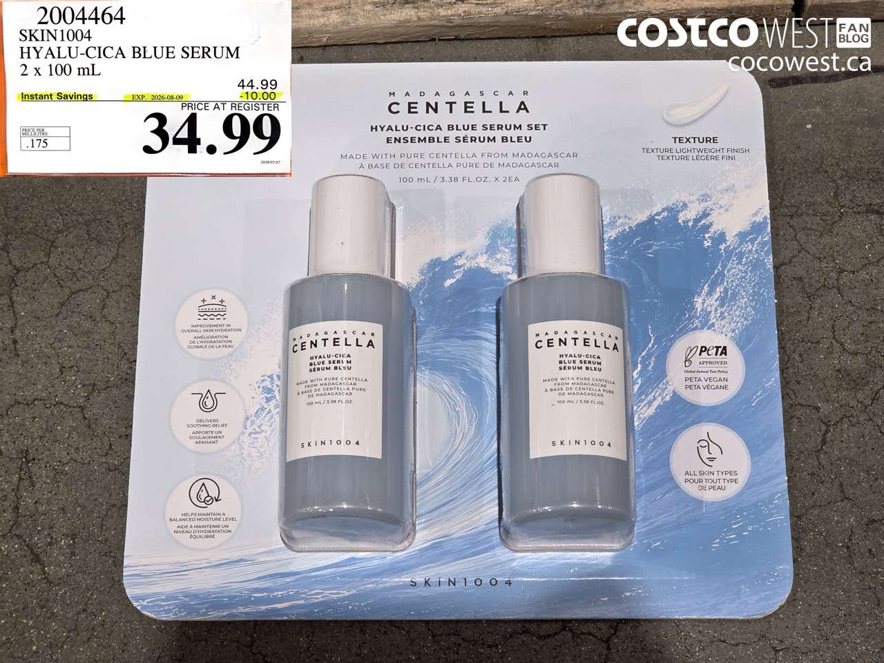 2004464 SKIN1004 HYALU-CICA BLUE SERUM 2 X 100 ML ($10.00 INSTANT SAVINGS EXPIRES ON 2026-08-09) $34.99