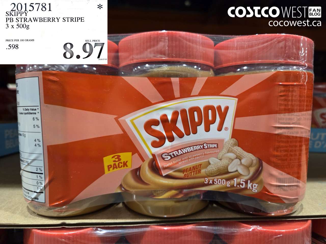2015781 SKIPPY PB STRAWBERRY STRIPE 3 X 500G $8.97