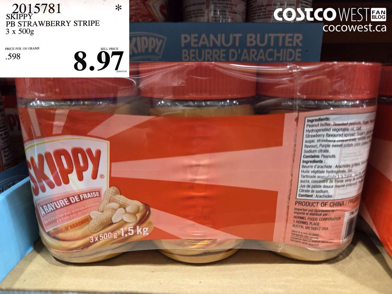 2015781 SKIPPY PB STRAWBERRY STRIPE 3 X 500G $8.97