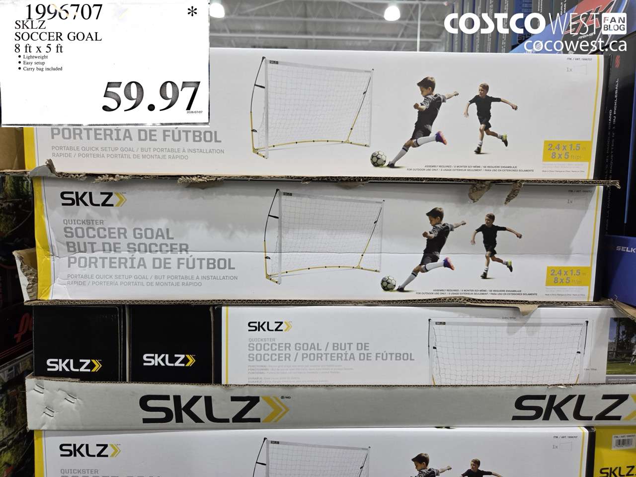 1996707 SKLZ SOCCER GOAL 8 FT X 5 FT $59.97