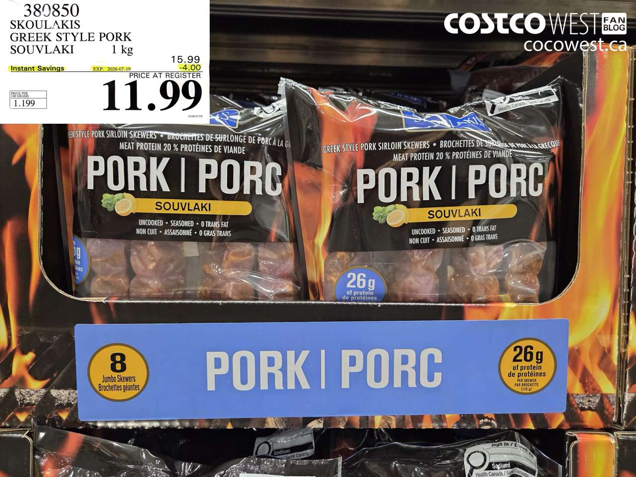 380850 SKOULAKIS GREEK STYLE PORK SOUVLAKI 1 KG ($4.00 INSTANT SAVINGS EXPIRES ON 2026-07-19) $11.99