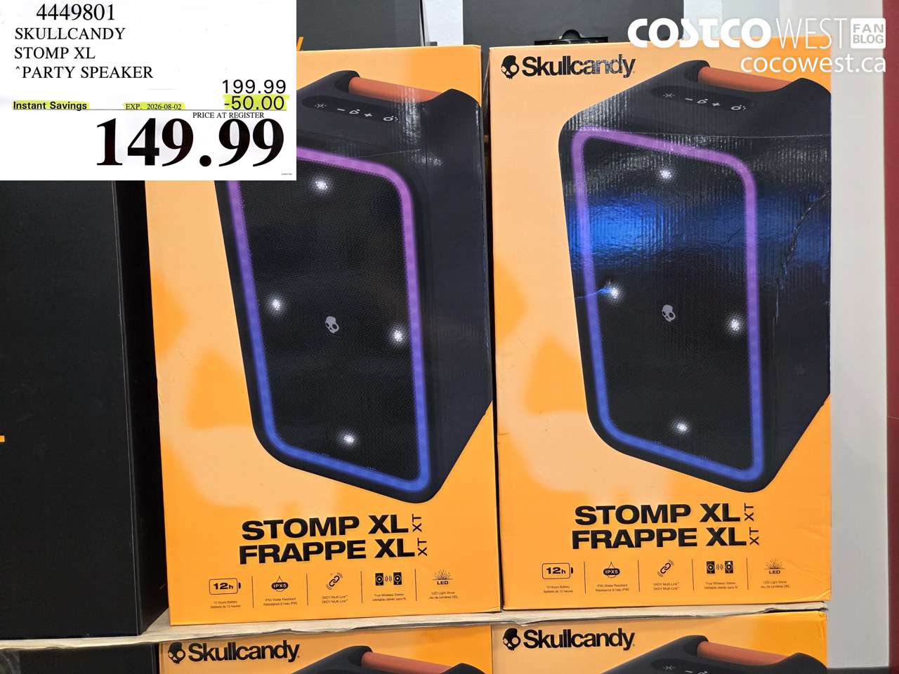 4449801 SKULLCANDY STOMP XL PARTY SPEAKER ($50.00 INSTANT SAVINGS EXPIRES ON 2026-08-02) $149.99