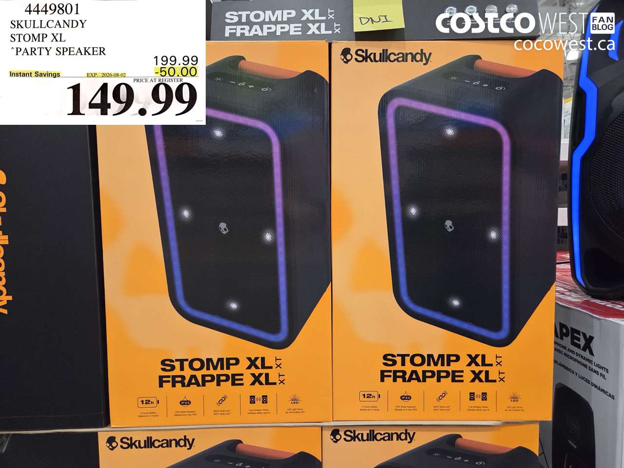 4449801 SKULLCANDY STOMP XL PARTY SPEAKER ($50.00 INSTANT SAVINGS EXPIRES ON 2026-08-02) $149.99