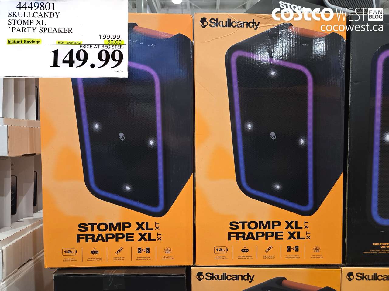 4449801 SKULLCANDY STOMP XL PARTY SPEAKER ($50.00 INSTANT SAVINGS EXPIRES ON 2026-08-02) $149.99