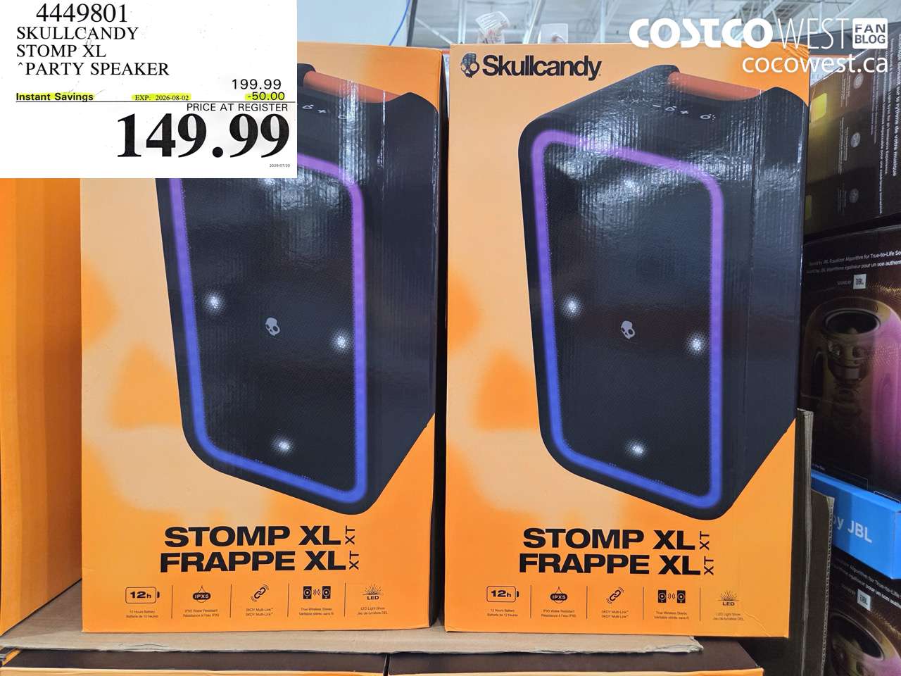 4449801 SKULLCANDY STOMP XL PARTY SPEAKER ($50.00 INSTANT SAVINGS EXPIRES ON 2026-08-02) $149.99