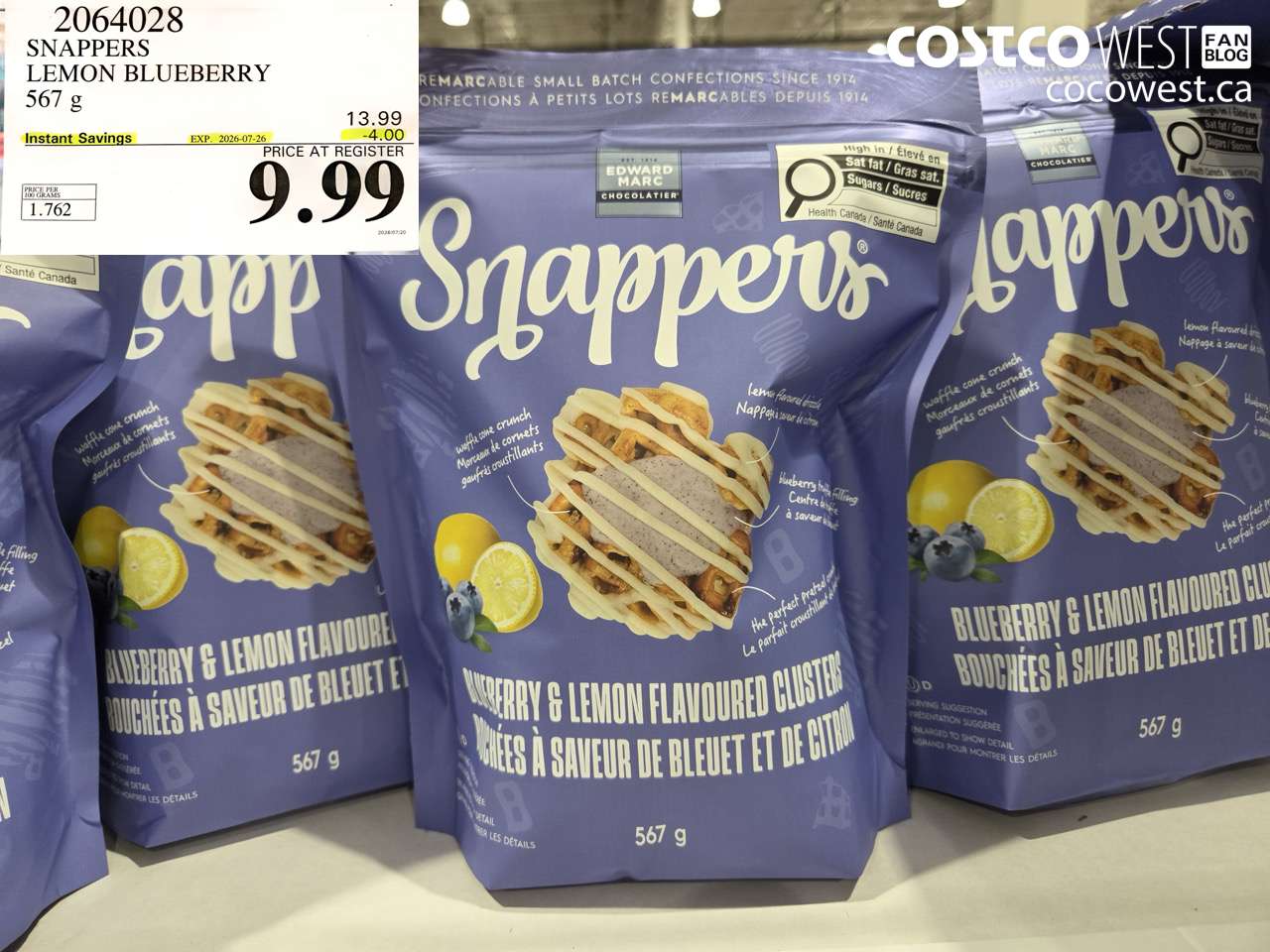 2064028 SNAPPERS LEMON BLUEBERRY 567 G ($4.00 INSTANT SAVINGS EXPIRES ON 2026-07-26) $9.99