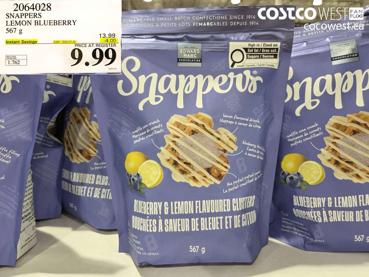 2064028 SNAPPERS LEMON BLUEBERRY 567 G ($4.00 INSTANT SAVINGS EXPIRES ON 2026-07-26) $9.99