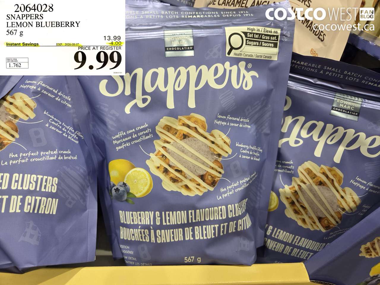 2064028 SNAPPERS LEMON BLUEBERRY 567 G ($4.00 INSTANT SAVINGS EXPIRES ON 2026-08-07) $9.99