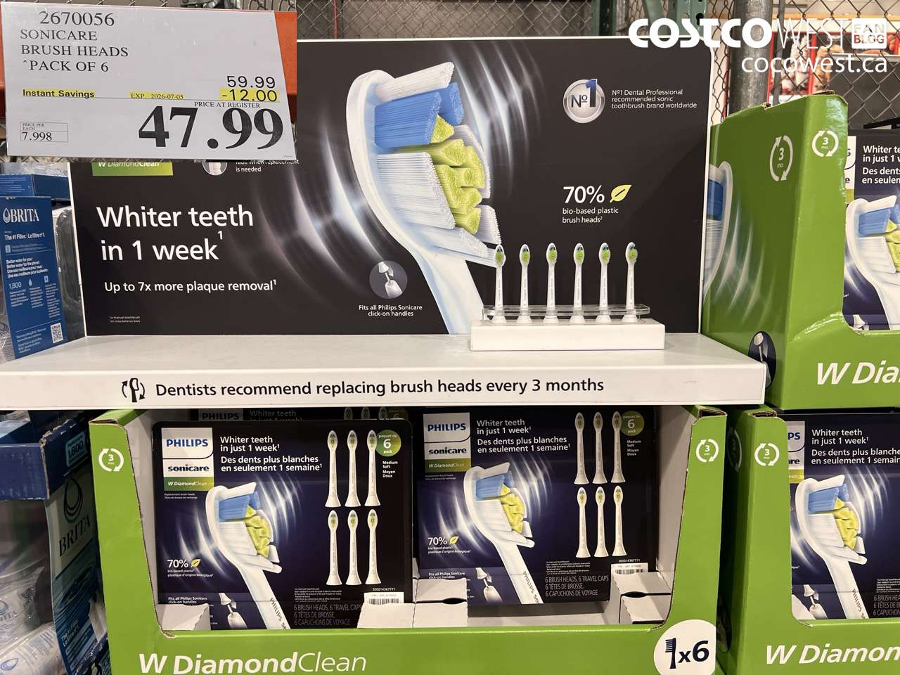 2670056 SONICARE BRUSH HEADS PACK OF 6 ($12.00 INSTANT SAVINGS EXPIRES ON 2026-07-05) $47.99