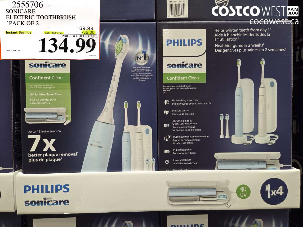 2555706 SONICARE ELECTRIC TOOTHBRUSH PACK OF 2 ($35.00 INSTANT SAVINGS EXPIRES ON 2026-07-26) $134.99