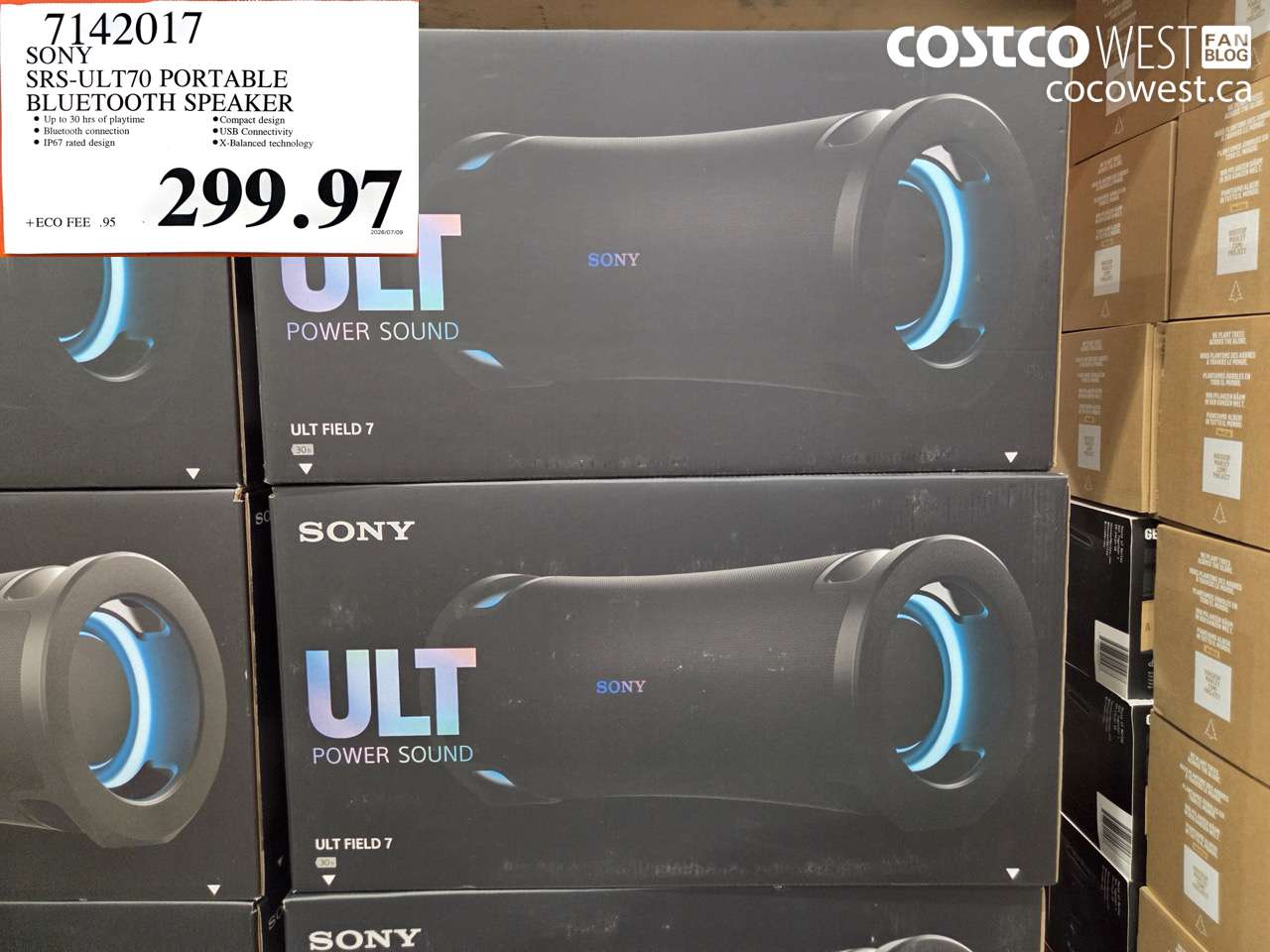 7142017 SONY SRS-ULT70 PORTABLE BLUETOOTH SPEAKER $299.97