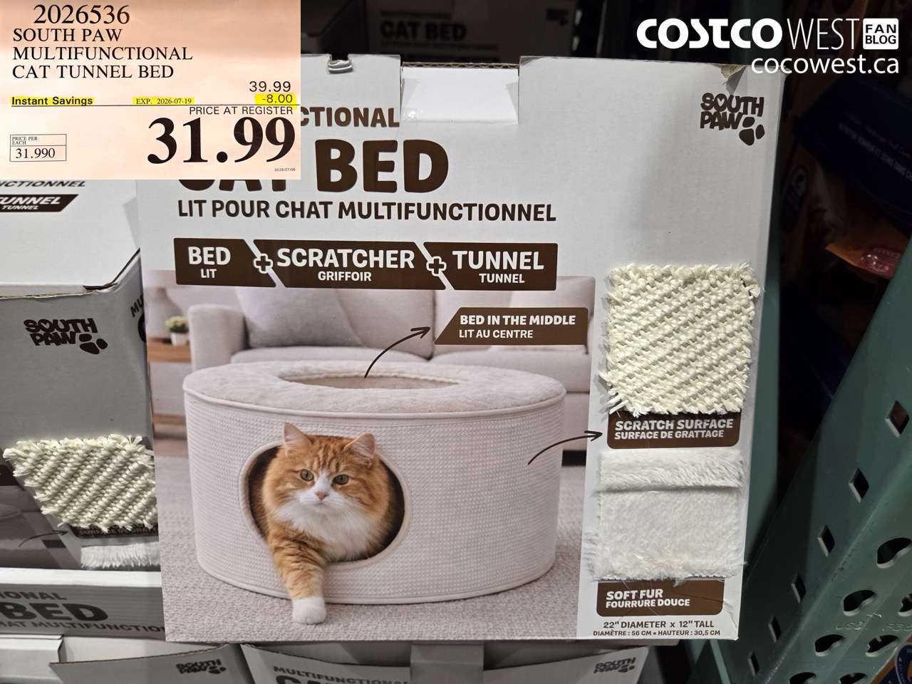 2026536 SOUTH PAW MULTIFUNCTIONAL CAT TUNNEL BED ($8.00 INSTANT SAVINGS EXPIRES ON 2026-07-19) $31.99