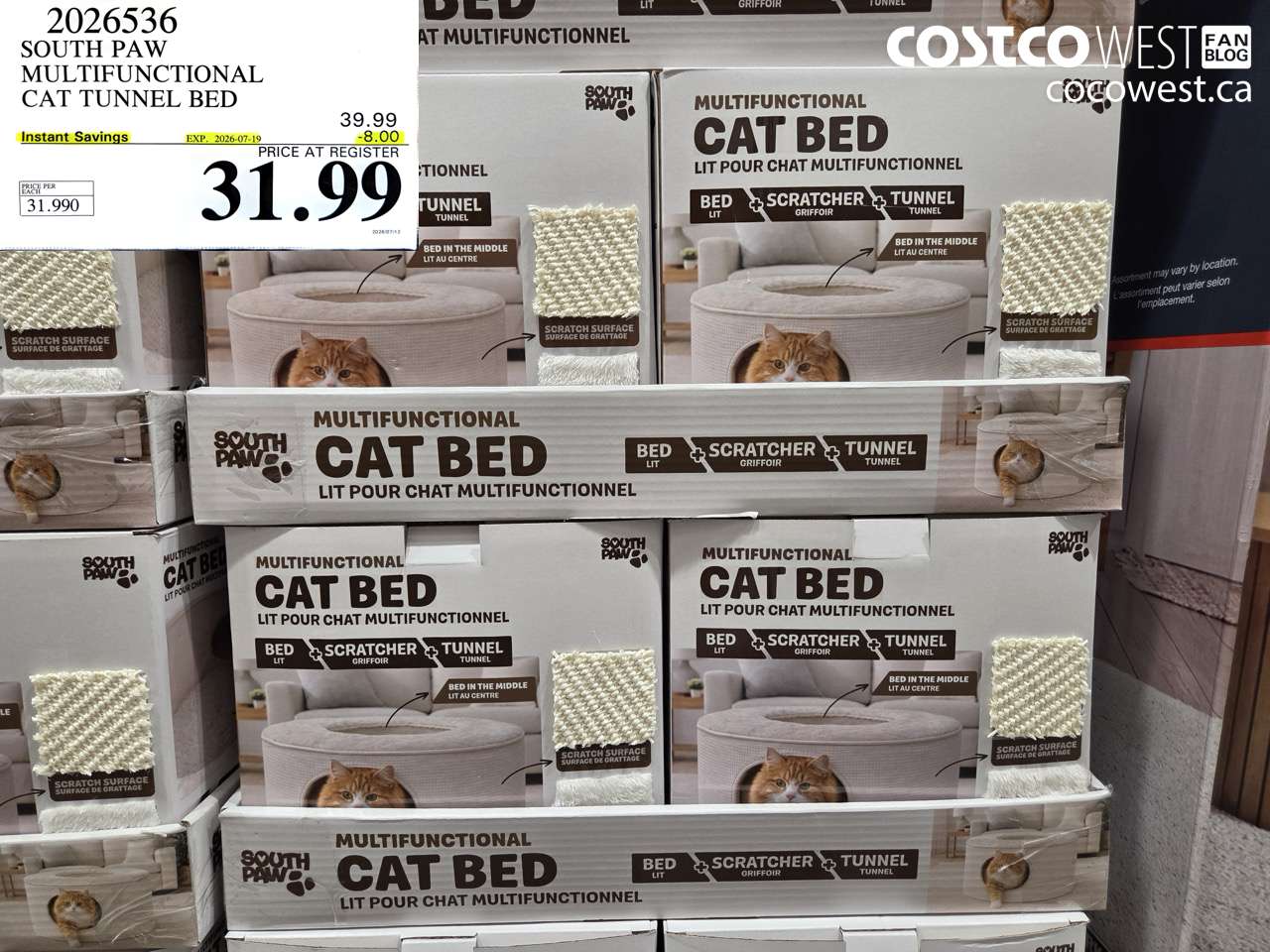 2026536 SOUTH PAW MULTIFUNCTIONAL CAT TUNNEL BED ($8.00 INSTANT SAVINGS EXPIRES ON 2026-07-19) $31.99