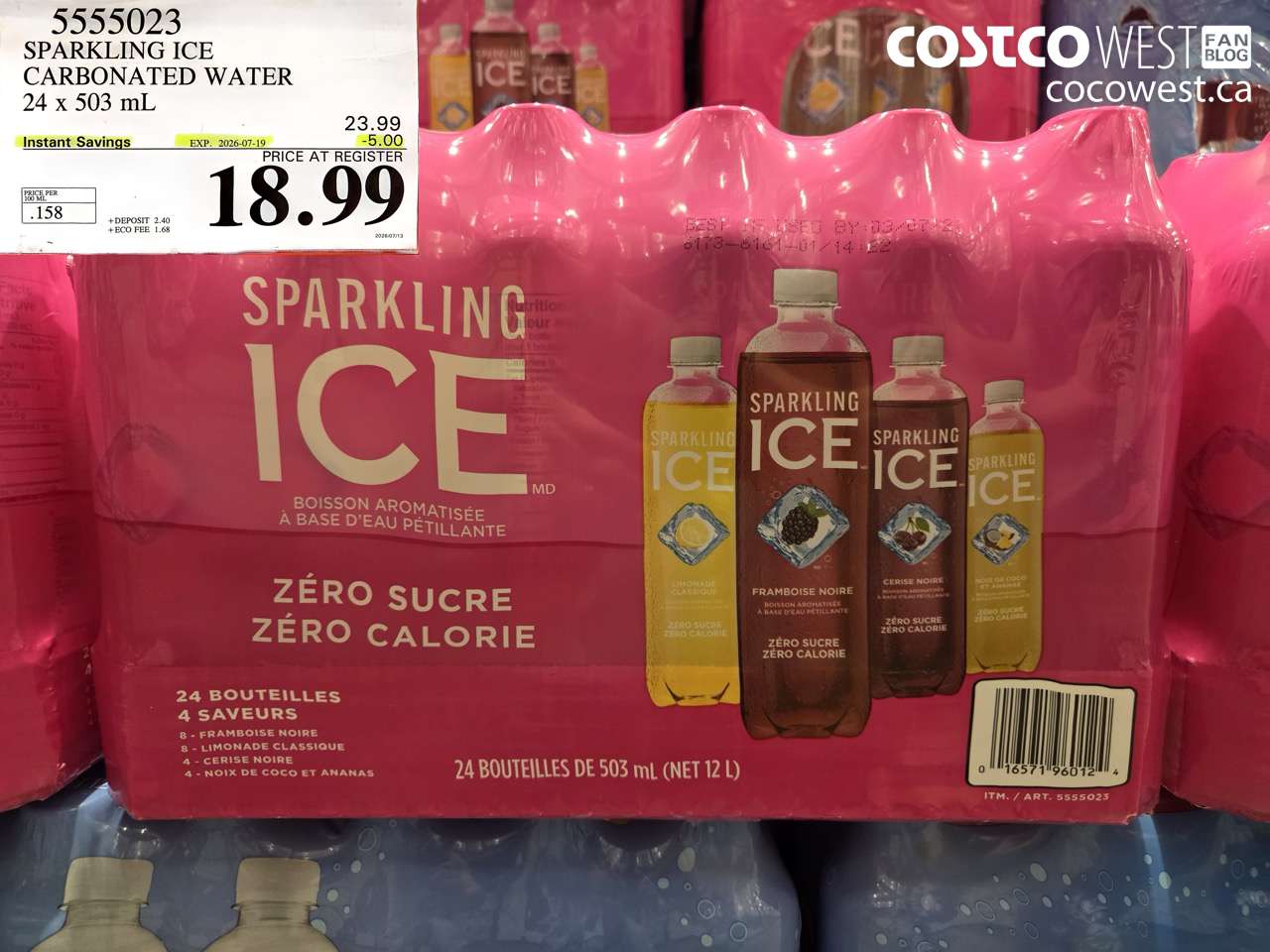 5555023 SPARKLING ICE CARBONATED WATER 24 X 503 ML ($5.00 INSTANT SAVINGS EXPIRES ON 2026-07-19) $18.99