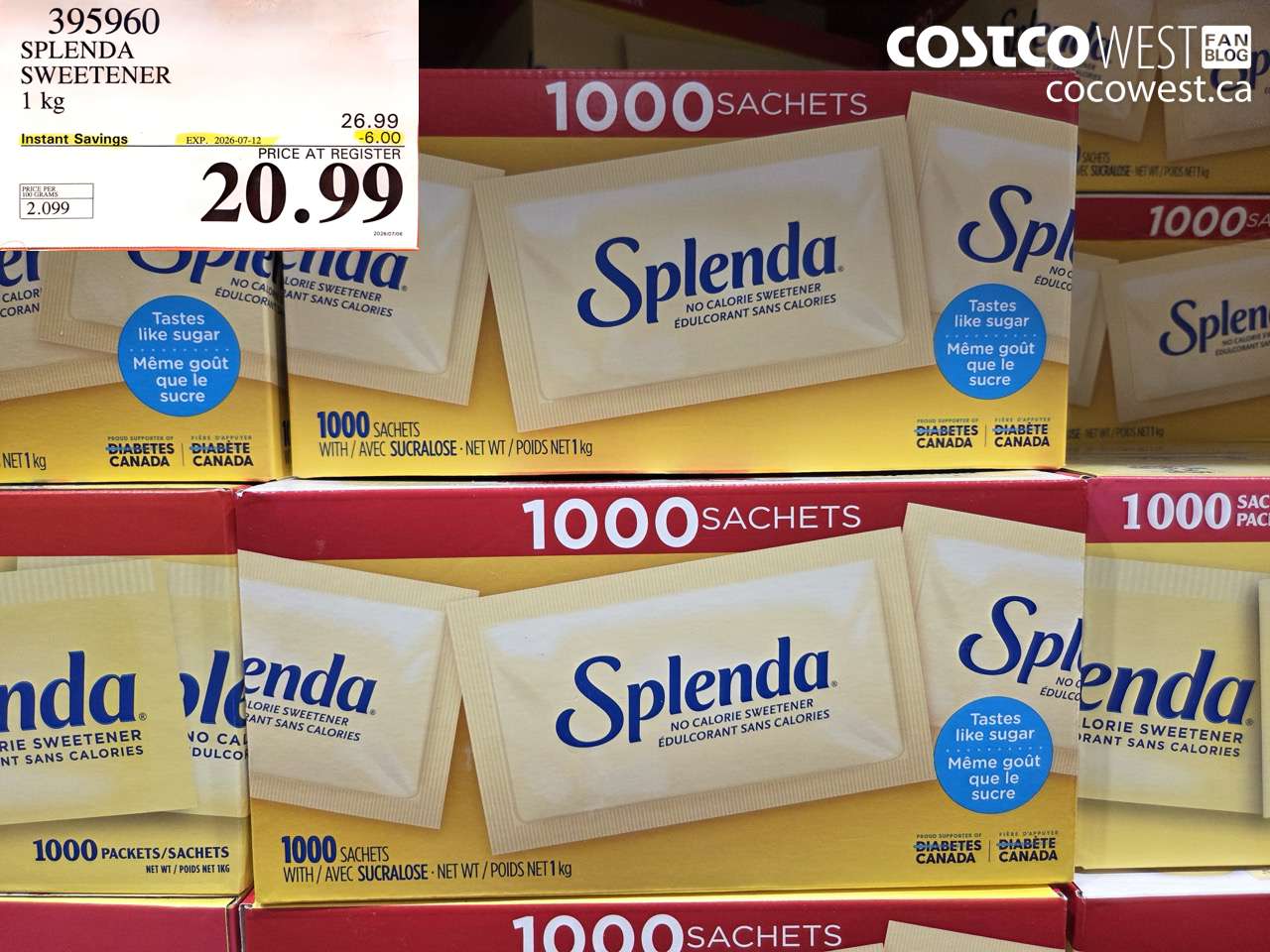 395960 SPLENDA SWEETENER 1 KG ($6.00 INSTANT SAVINGS EXPIRES ON 2026-07-12) $20.99