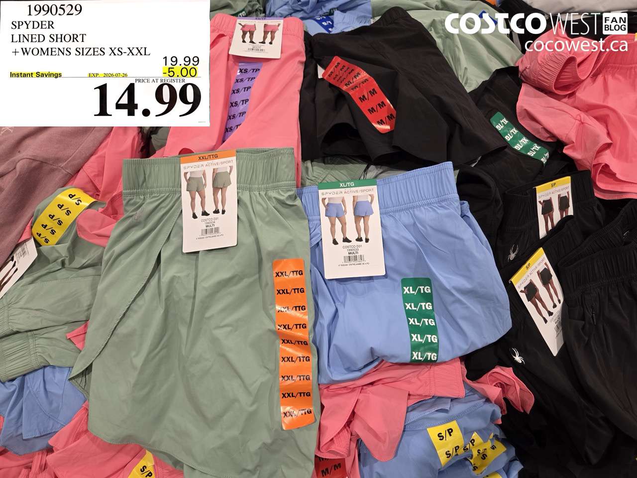 1990529 SPYDER LINED SHORT WOMENS SIZES XS-XXL ($5.00 INSTANT SAVINGS EXPIRES ON 2026-07-26) $14.99