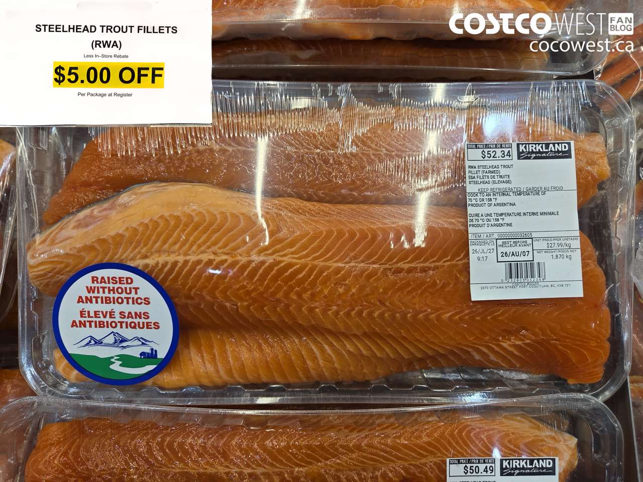 32605 STEELHEAD TROUT FILLETS (RWA) ($5.00 INSTANT SAVINGS)
