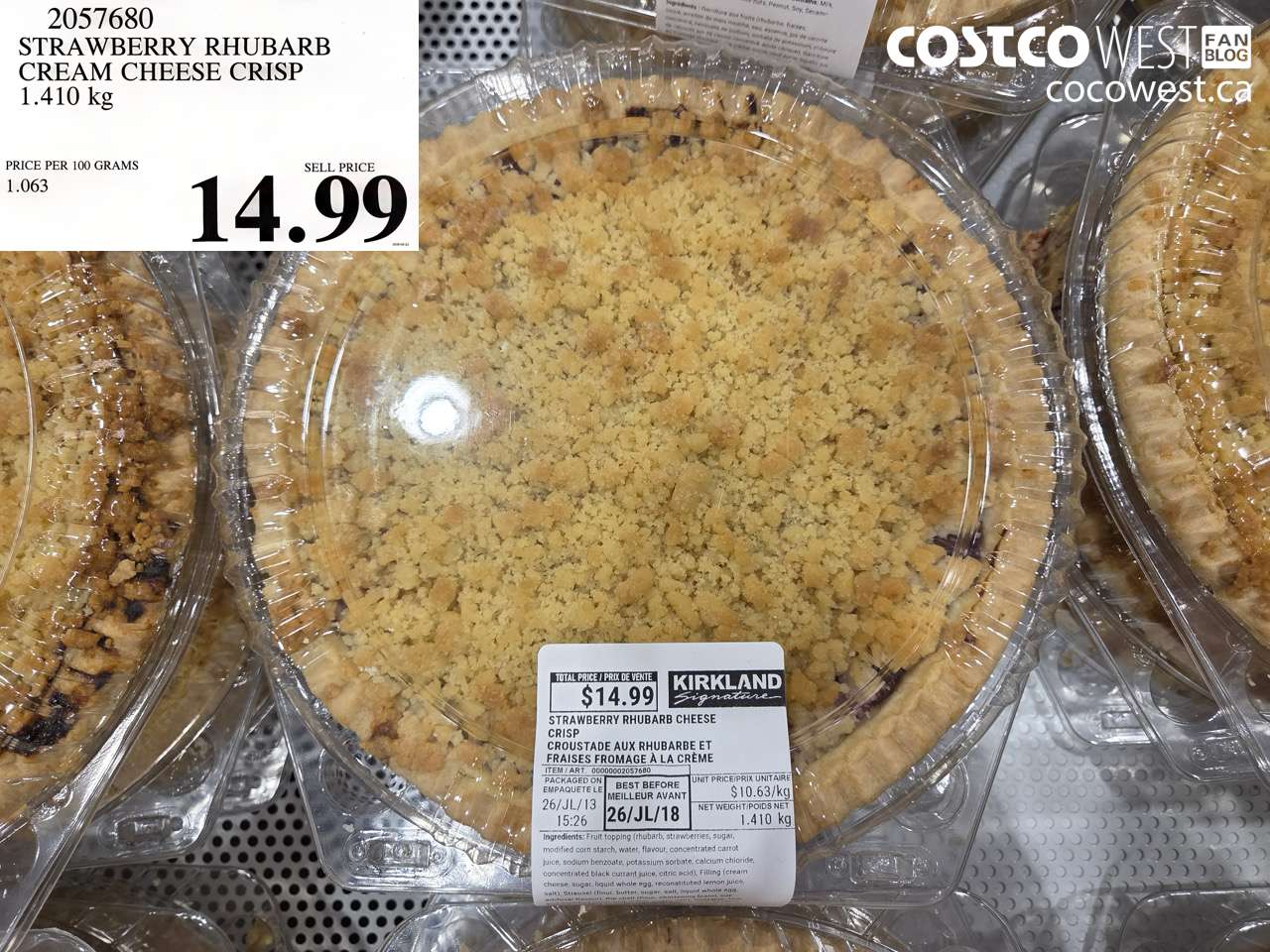 2057680 STRAWBERRY RHUBARB CREAM CHEESE CRISP 1.410 KG $14.99