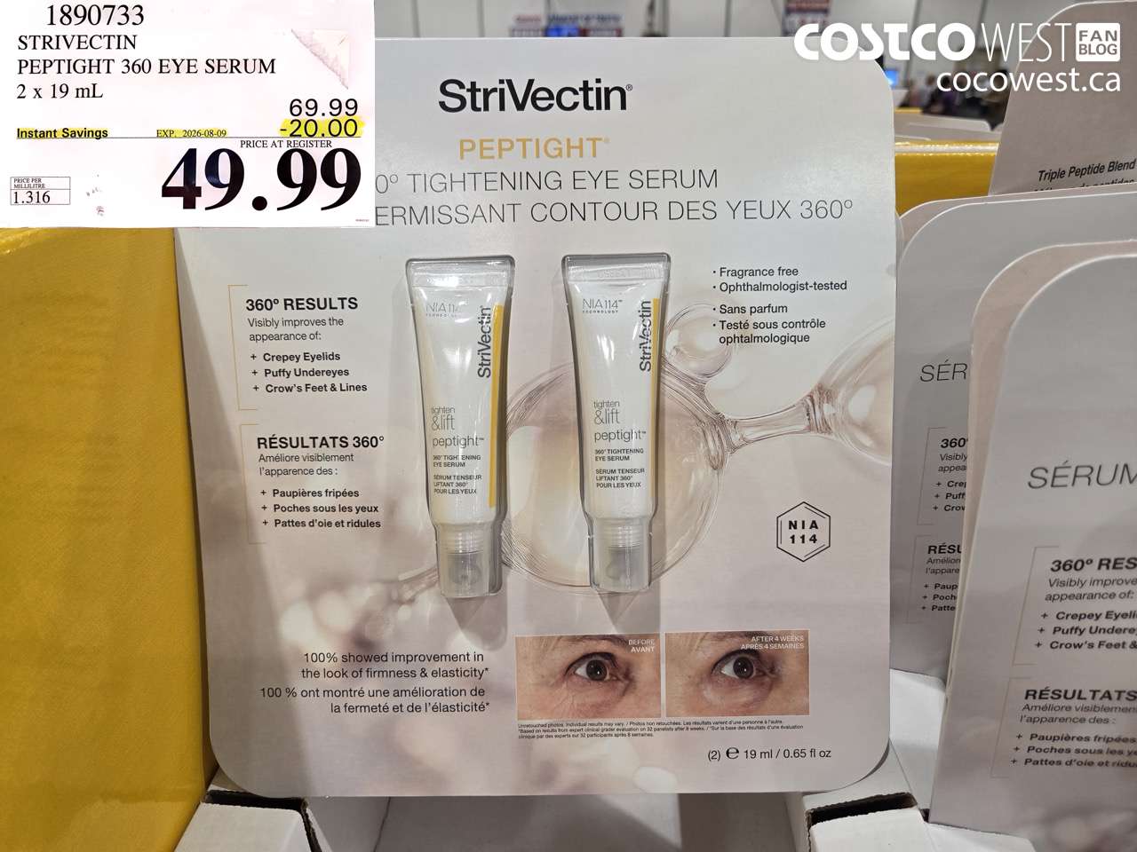1890733 STRIVECTIN PEPTIGHT 360 EYE SERUM 2 X 19 ML ($20.00 INSTANT SAVINGS EXPIRES ON 2026-08-09) $49.99