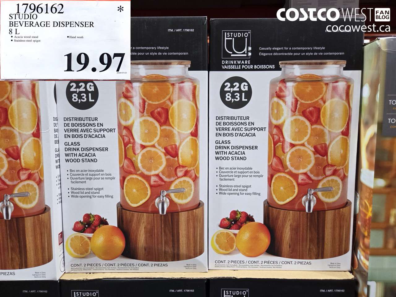 1796162 STUDIO BEVERAGE DISPENSER 8 L $19.97