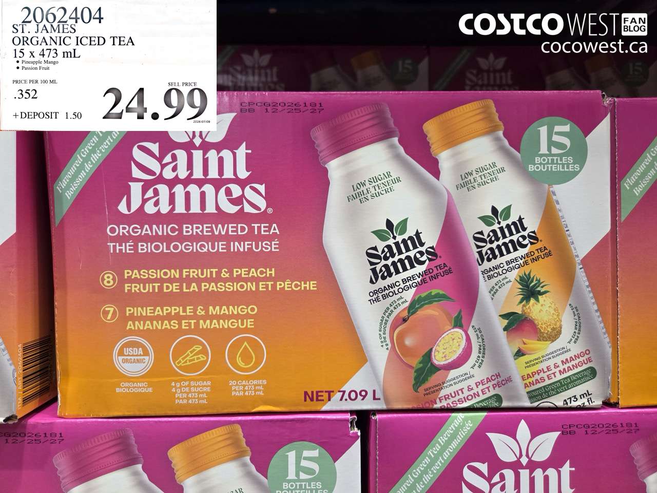 2062404 ST. JAMES ORGANIC ICED TEA 15 X 473 ML $24.99
