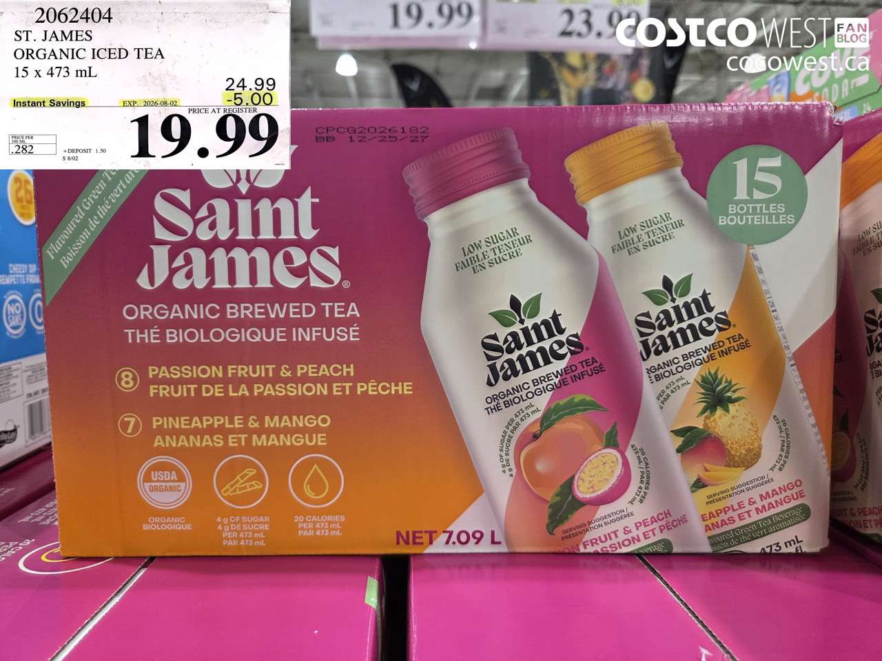 2062404 ST. JAMES ORGANIC ICED TEA 15 X 473 ML ($5.00 INSTANT SAVINGS EXPIRES ON 2026-08-02) $19.99
