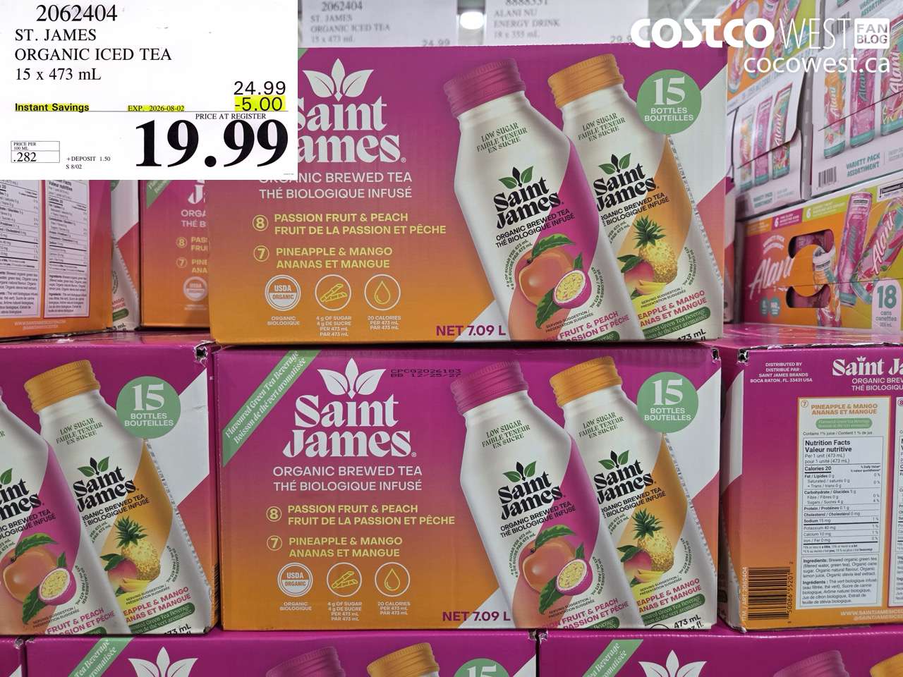 2062404 ST. JAMES ORGANIC ICED TEA 15 X 473 ML ($5.00 INSTANT SAVINGS EXPIRES ON 2026-08-02) $19.99