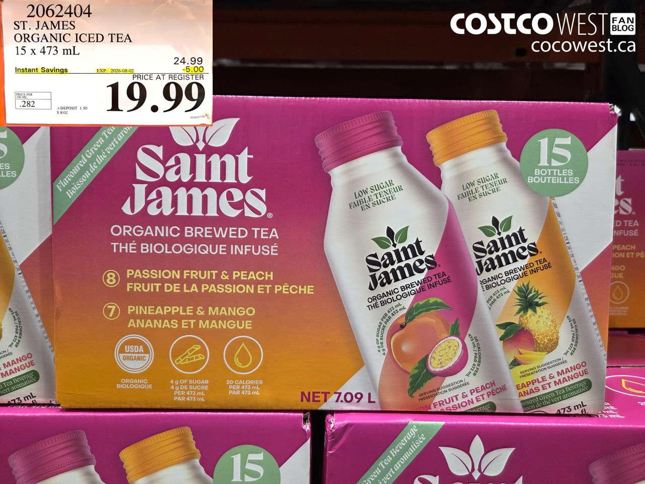 2062404 ST. JAMES ORGANIC ICED TEA 15 X 473 ML ($5.00 INSTANT SAVINGS EXPIRES ON 2026-08-02) $19.99