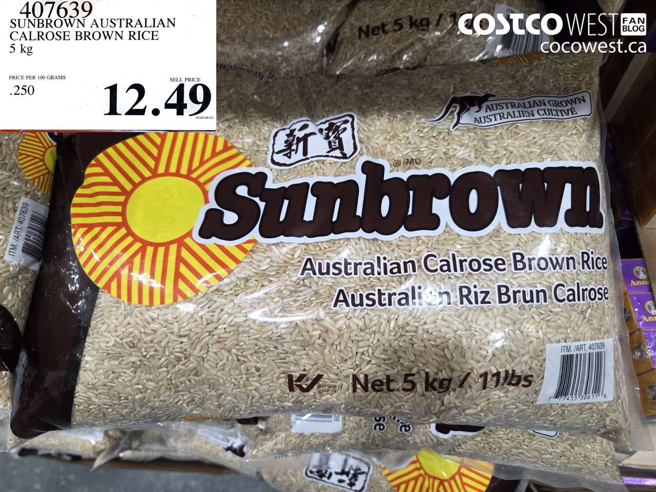 407639 SUNBROWN AUSTRALIAN CALROSE BROWN RICE 5 KG $12.49
