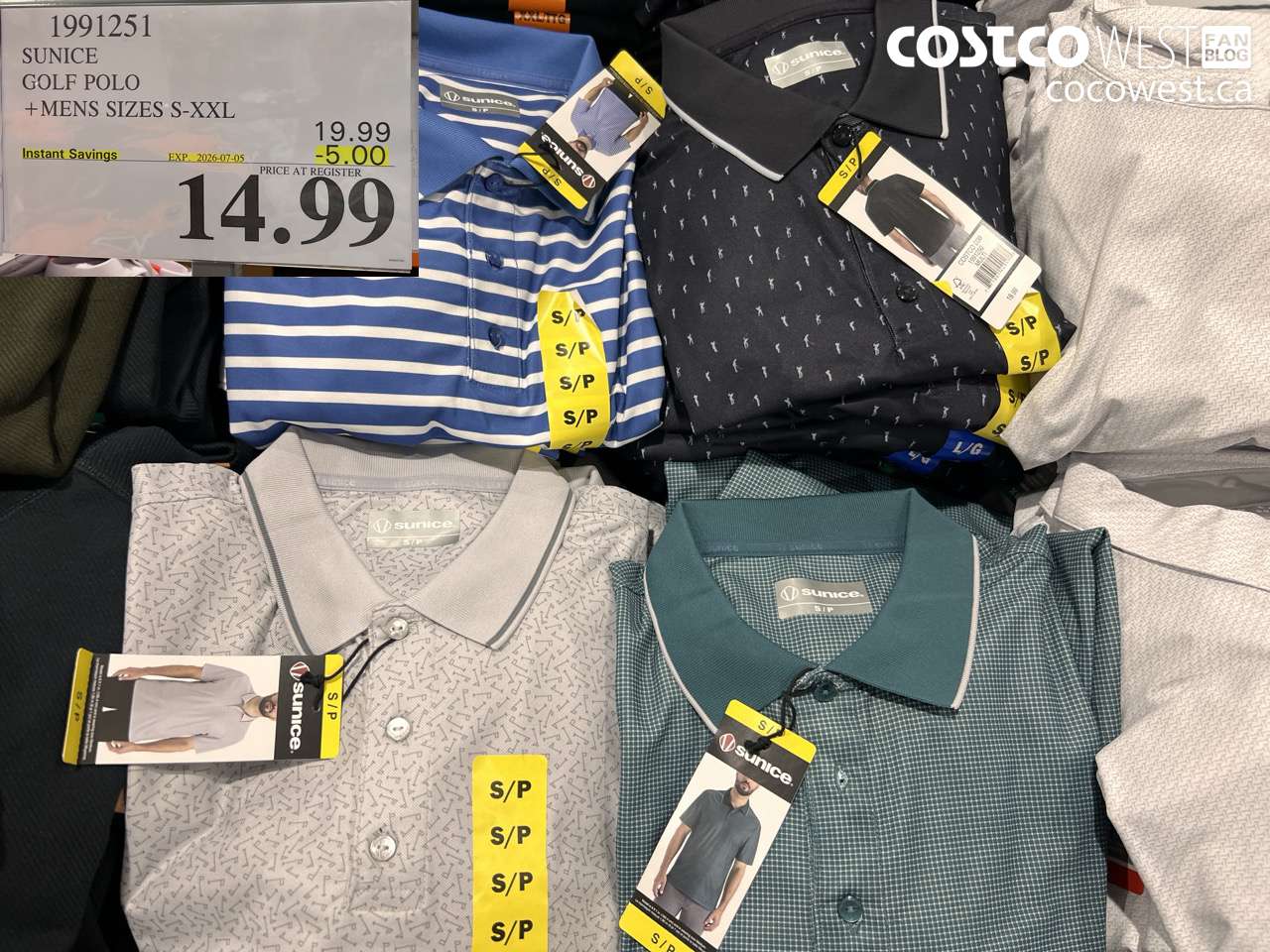1991251 SUNICE GOLF POLO + MENS SIZES S-XXL ($5.00 INSTANT SAVINGS EXPIRES ON 2026-07-05) $14.99