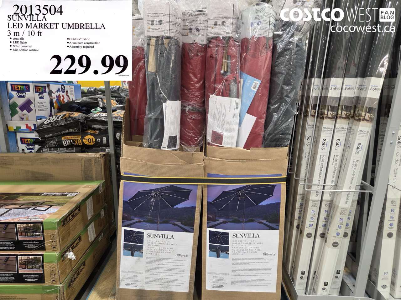 2013504 SUNVILLA LED MARKET UMBRELLA 3 M / 10 FT $229.99