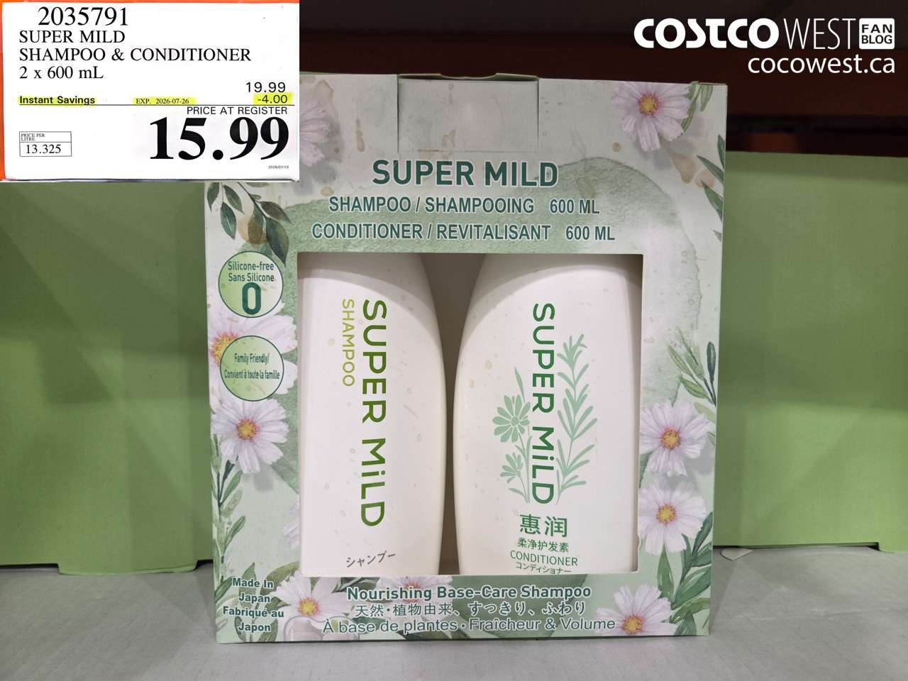 2035791 SUPER MILD SHAMPOO & CONDITIONER 2 X 600 ML ($4.00 INSTANT SAVINGS EXPIRES ON 2026-07-26) $15.99