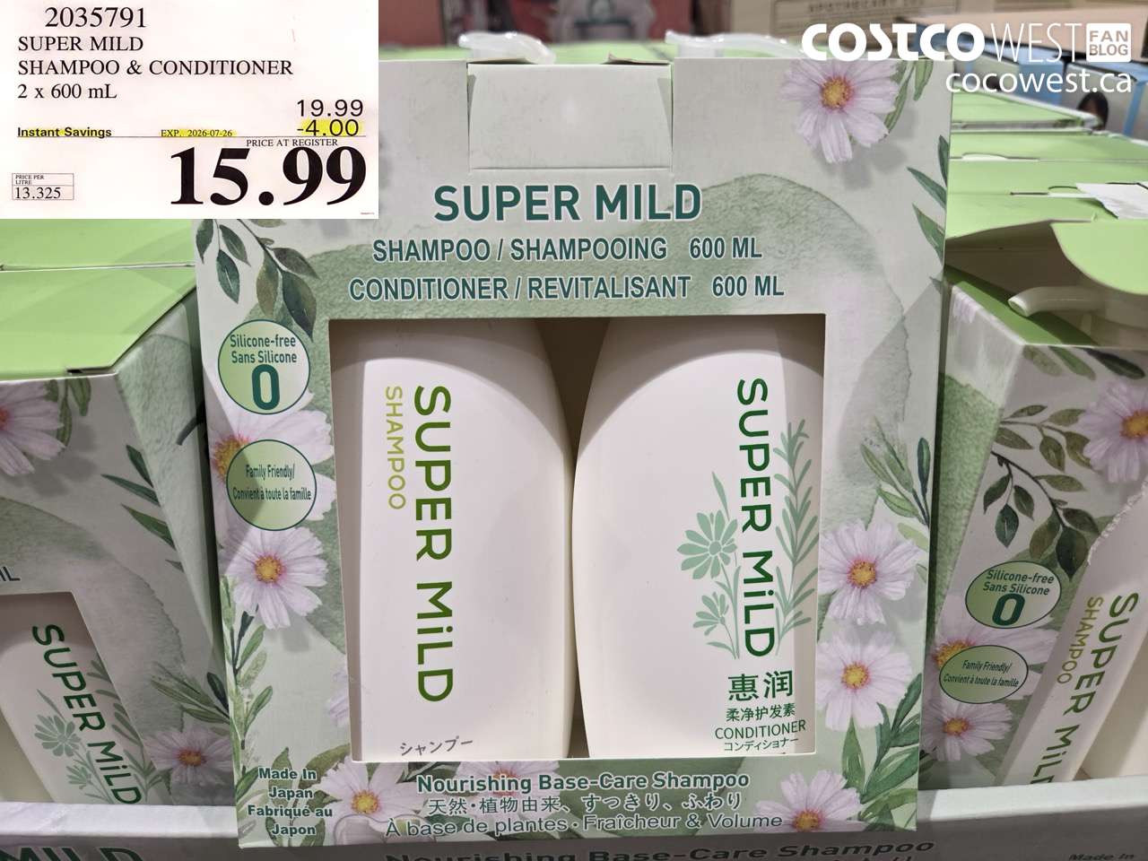 2035791 SUPER MILD SHAMPOO & CONDITIONER 2 X 600 ML ($4.00 INSTANT SAVINGS EXPIRES ON 2026-07-26) $15.99