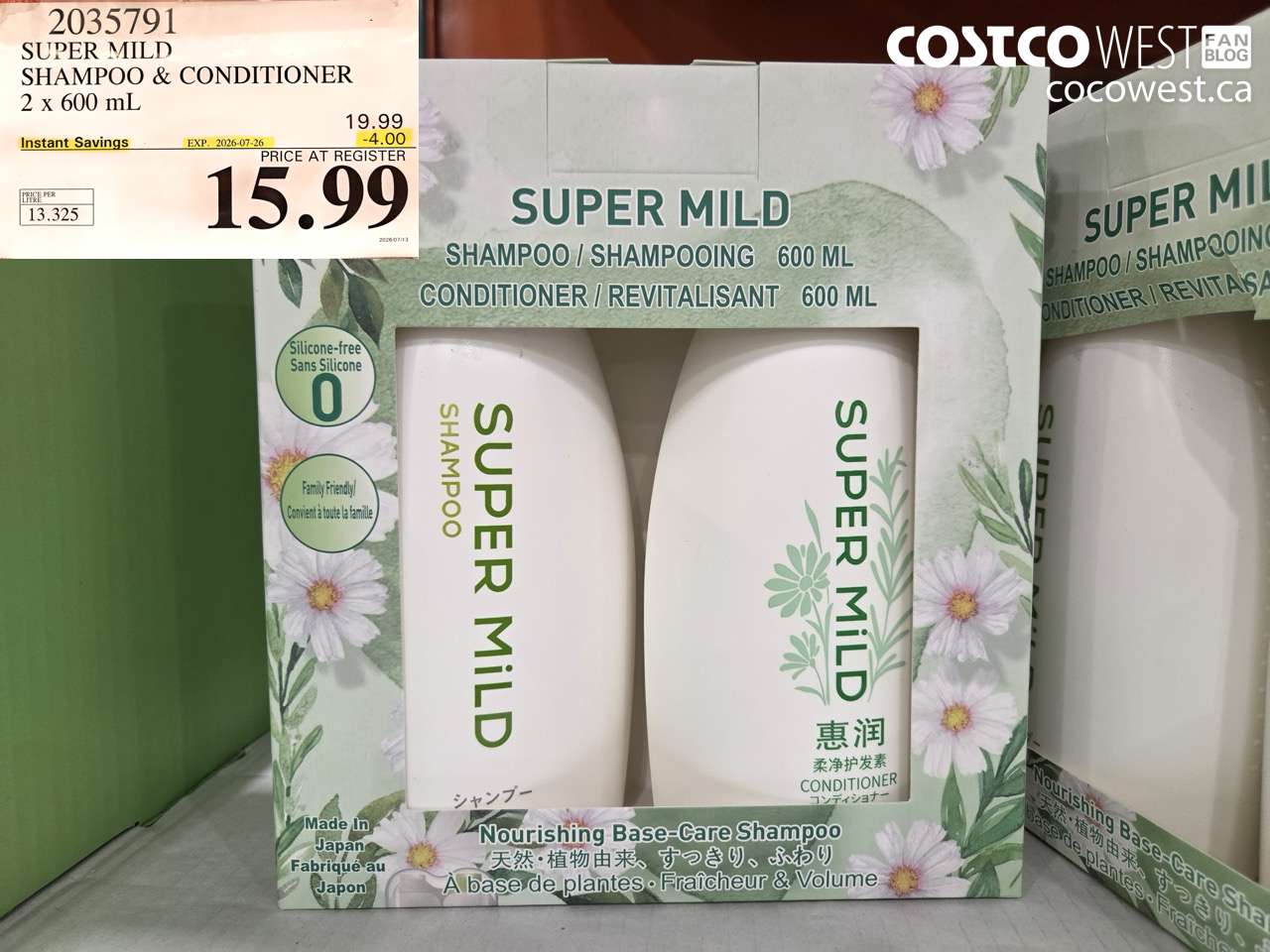 2035791 SUPER MILD SHAMPOO & CONDITIONER 2 X 600 ML ($4.00 INSTANT SAVINGS EXPIRES ON 2026-07-26) $15.99