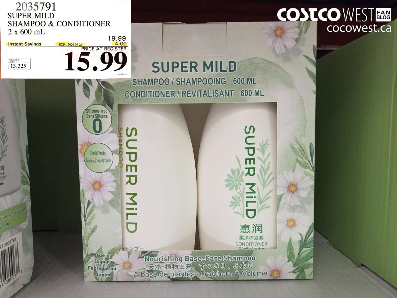 2035791 SUPER MILD SHAMPOO & CONDITIONER 2 X 600 ML ($4.00 INSTANT SAVINGS EXPIRES ON 2026-07-26) $15.99