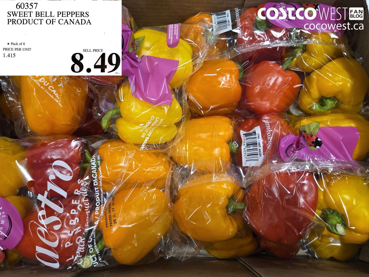60357 SWEET BELL PEPPERS PRODUCT OF CANADA $8.49