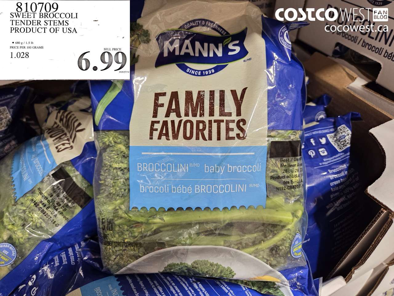 810709 SWEET BROCCOLI TENDER STEMS PRODUCT OF USA $6.99
