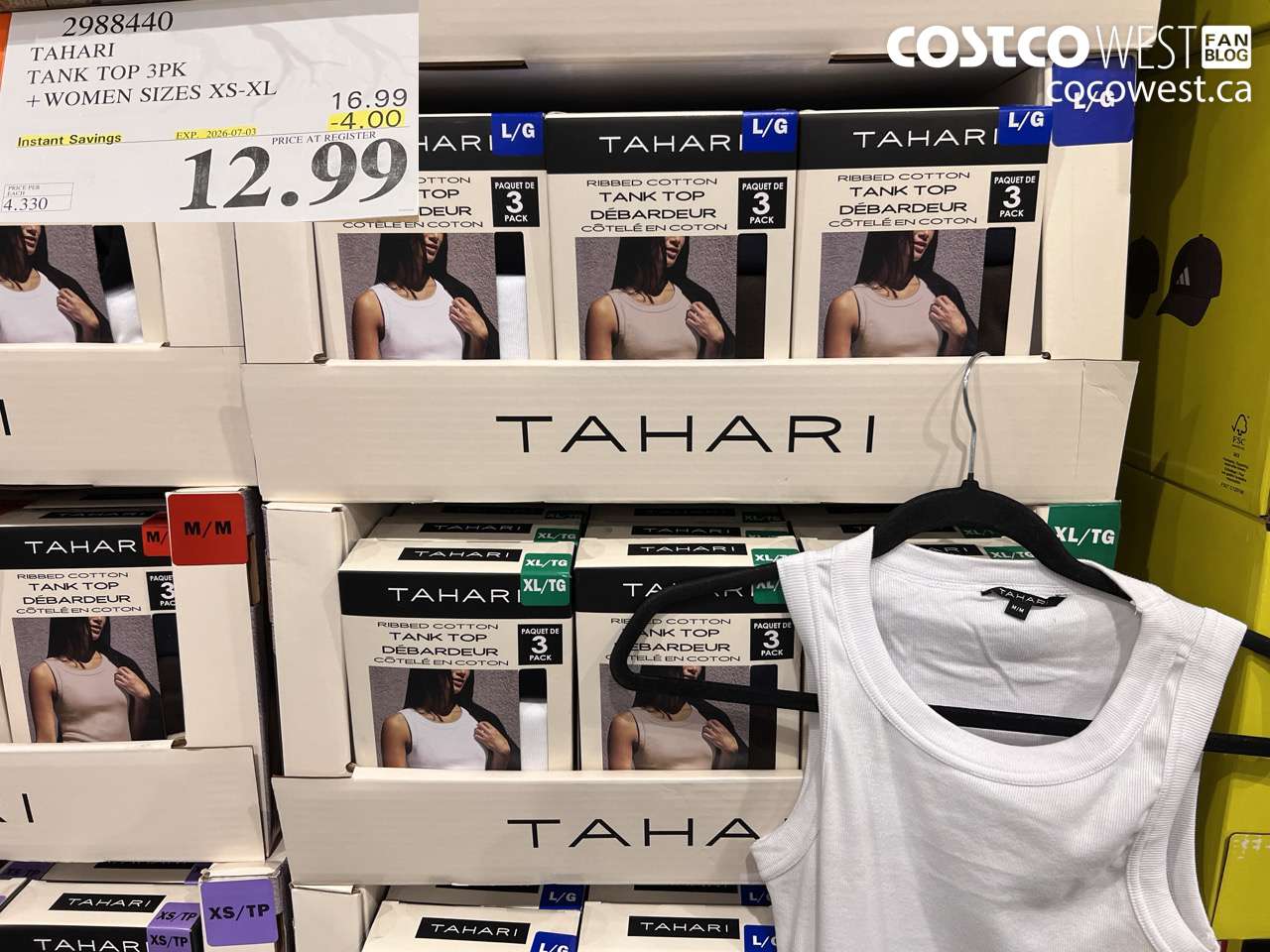 2988440 TAHARI TANK TOP 3PK WOMEN SIZES XS-XL ($4.00 INSTANT SAVINGS EXPIRES ON 2026-07-03) $12.99
