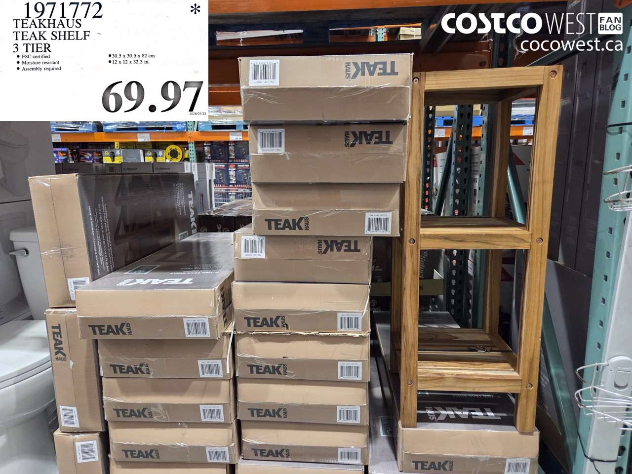 1971772 TEAKHAUS TEAK SHELF 3 TIER $69.97