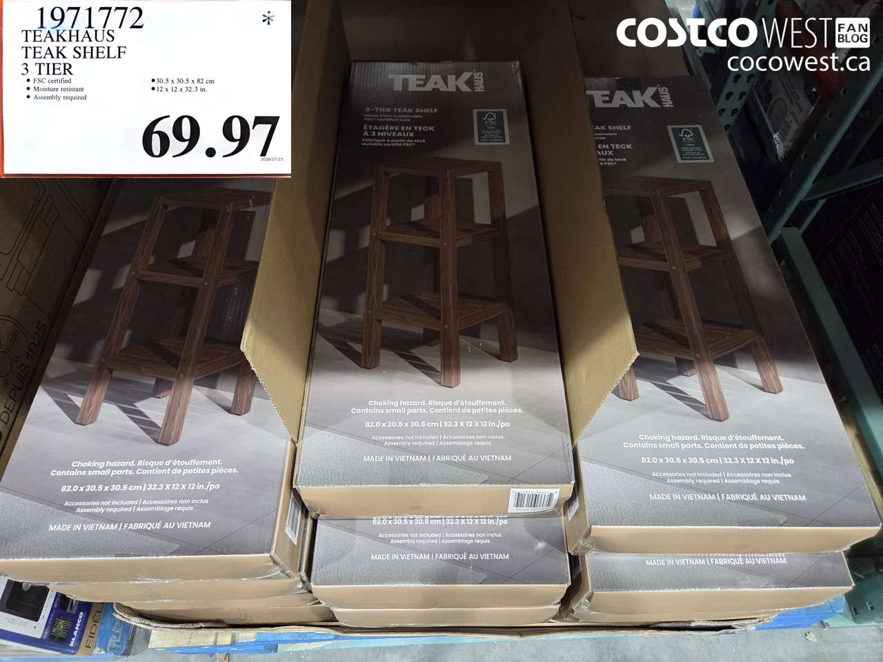 1971772 TEAKHAUS TEAK SHELF 3 TIER $69.97